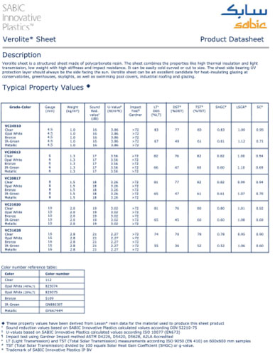 SABIC Verolite Product Data Sheet