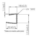 16mm polycarbonate u profile