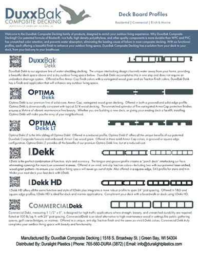 DuxxBak Product Line Card